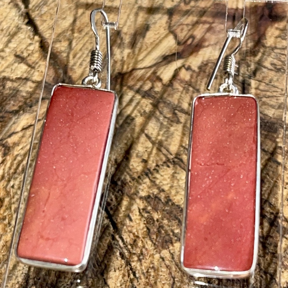 Burgundy Mookaite Earrings 2”
